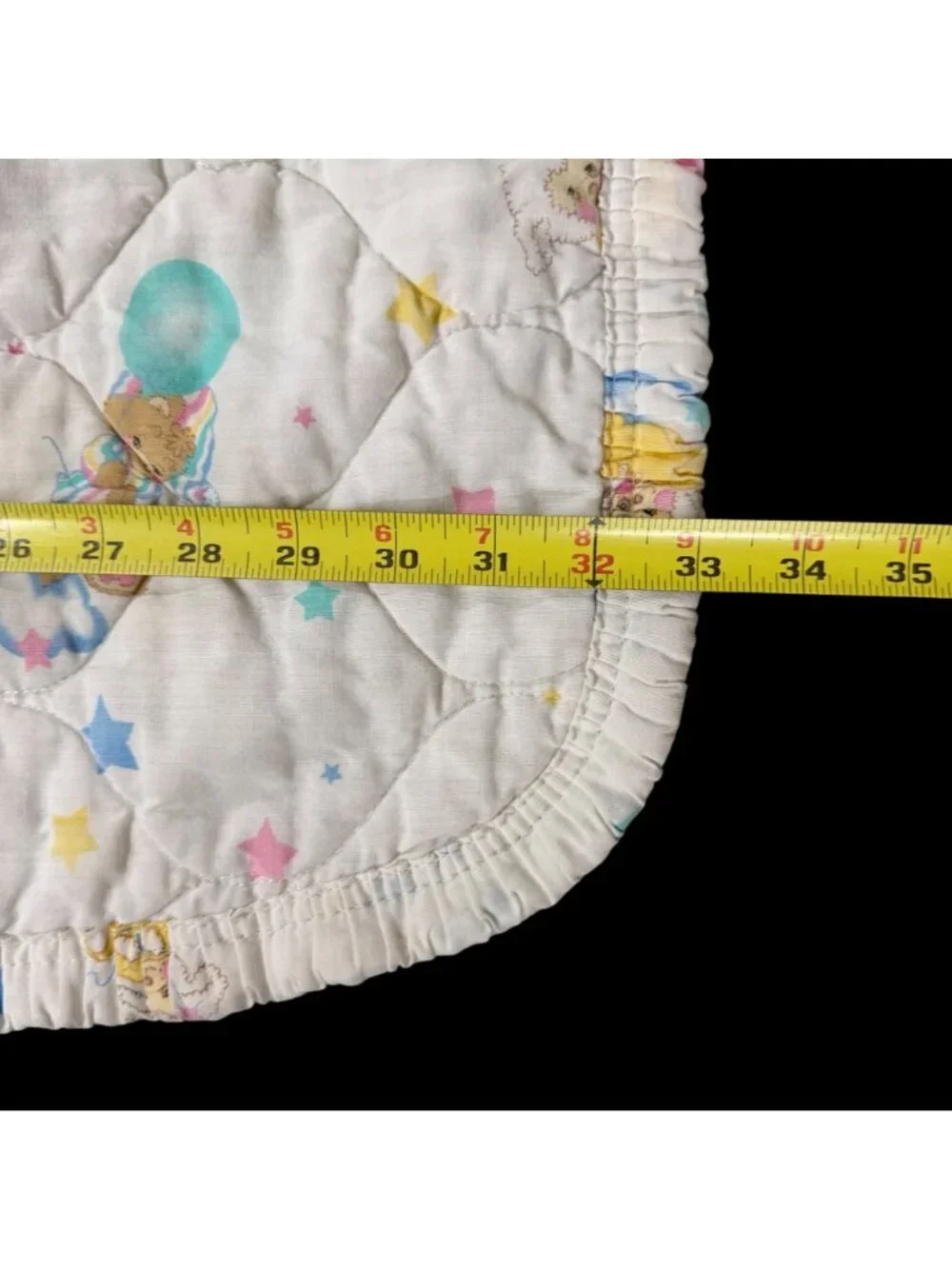 Vintage Baby Blanket Sleepy Teddy Bear 90s Quilted Pastel Bedding Brushcreek USA